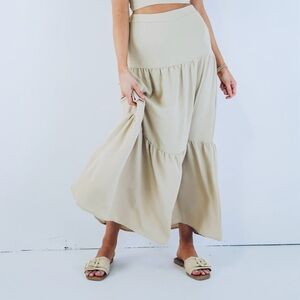 Elegant Cream Maxi Skirt